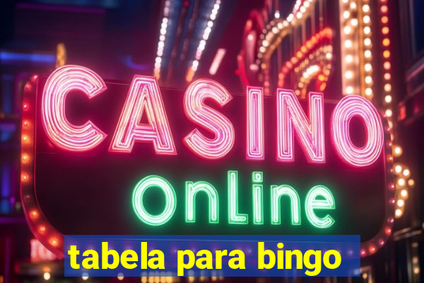 tabela para bingo