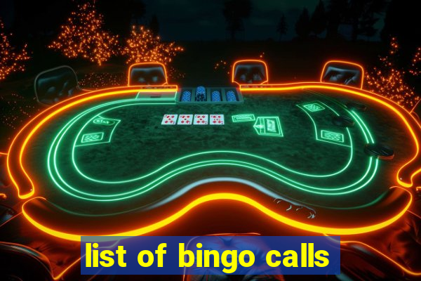 list of bingo calls