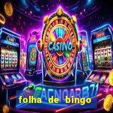 folha de bingo para imprimir